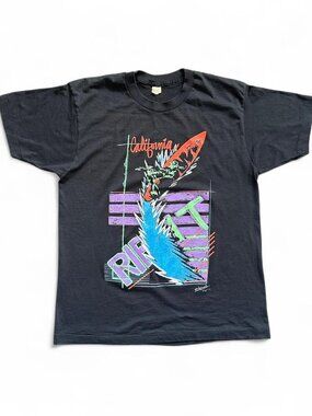 Vintage 80s California Surf Neon T Shirt Rip It Screen Stars Single Stitch